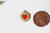 Perle coeur zamac doré émail rouge, création bijou coeur et amour, un bijou en dentelle dorée 16mm,les 2 G4221