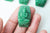 Pendentif tête de Bouddha verre imiation jade vert, perle inde bouddhisme spiritualité,perle voyage inde,34mm,l'unité, G4325