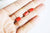 perle porcelaine rouge vif, fournitures créatives,perle céramique, porcelaine rouge,perle tube, création bijoux,Lot de 5, 10mm,G2352
