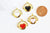 Pendentif médaille rond coeur émail laiton doré et zircon, pendentif laiton amour sans nickel,21mm, l'unité G6191