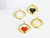 Pendentif médaille rond coeur émail laiton doré et zircon, pendentif laiton amour sans nickel,21mm, l'unité G6191