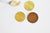 Pendentif médaille cerle texturée laiton brut, apprêt doré, sans nickel,médaille dorée,laiton brut, médaille ronde,20mm,lot de 2- G1840