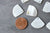 Pendentif triangle nacre blanche naturelle,pendentif quart de cercle nacre,coquillage blanc,création bijou, 23mm, lot de 5 G4211