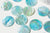 Pendentif rond nacre bleu irisé, pendentif coquillage naturel bleu ,création bijoux, 25mm,lot 10 G3969