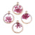 Pendentif rond résine fleurs séchées violettes 24mm, pendentif fleur de rose et or, création de bijoux originaux, l'unité G5740