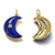 Pendentif croissant lune étoiles émail laiton bleu or 18K zircon 21mm, pendentif laiton émaillé, sans nickel, l'unité G5955
