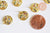 Pendentif médaille ronde texturée oeil laiton doré 18K zircons multicolore 14mm,pour la création bijoux médaille or, l'unité G6258