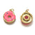 Pendentif donut laiton doré 18K résine rose 15mm, pendentif laiton jouet, bijou d'enfance,l'unité G6255