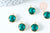 Pendentif rond laiton doré 18 carats cristal vert 14mm,pendentif cristal, pendentif doré cristal, création bijoux, l'unité G6352
