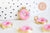 Pendentif donut laiton doré 18K résine rose 15mm, pendentif laiton jouet, bijou d'enfance,l'unité G6255
