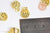 Pendentif médaille ronde laiton doré zircons coloré 13.6mm, un pendentif doré avec cristaux pour création bijoux,l'unité G6303