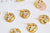 Pendentif médaille ronde texturée oeil laiton doré 18K zircons multicolore 14mm,pour la création bijoux médaille or, l'unité G6258