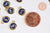 Pendentif rond étoiles de lune émaillé bleu zamac or zircon 13mm, pendentif en laiton émaillé, sans nickel, unité G5917