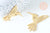 Pendentif acier doré 18K oiseau colibri 39.5,breloque acier inoxydable doré, pendentif sans nickel,création bijoux, l'unité G6335