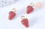 Pendentif fraise doré émaillé rouge,pendentif fruit création bijoux, pendentif doré, 16mm,lot de 5 G5265