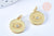 Pendentif médaille ronde oeil laiton doré lisse zircon, pendentif doré sans nickel pour la création bijoux,médaille or,15mm, l'unité,G3179