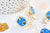 Broche pin's Verre oeil protecteur laiton doré émail bleu,broche dorée,creation bijoux,décoration veste, 27.5x17mm,l'unité G5541-Gingerlily Perles