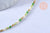 Chaine complète acier doré perle rocaille vert artisanale, création collier acier inoxydable doré,40.7cm, l'unité G4104