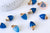 Pendentif d'agate naturelle teintée en bleue 24mm, pendentif pierre, support doré, création bijoux, pierre naturelle G5588