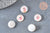 Perle ronde nacre naturelle oeil protecteur émail rose 12mm, création de bijoux en matière naturelle, le fil de 39.5cm G6834