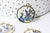 Pendentif fleur paon émail bleu zamac doré,pendentif oiseau, création bijoux, pendentif doré, 25mm,lot de 2 G4276