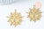 Pendentif acier doré soleil mystique 37.5mm, breloque doré, acier inoxydable doré, pendentif sans nickel, création bijoux, l'unité G6334